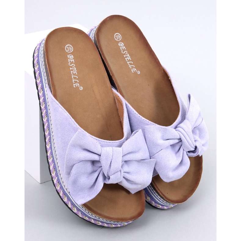 Sandalen mit hoher Sohle und Schleife von Delair Purple lila 1