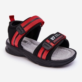News Brando Hellrote Kindersandalen mit Klettverschluss schwarz 1
