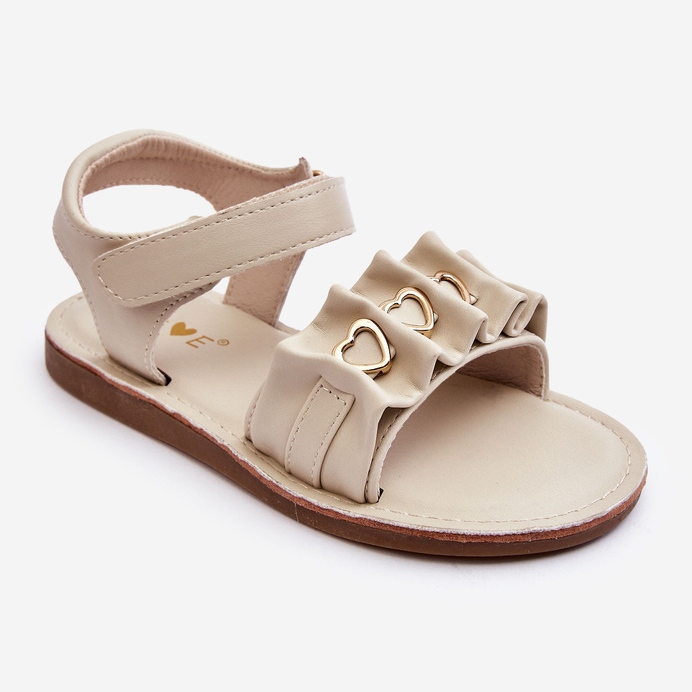 Kindersandalen mit Klettverschluss Herzen Beige Havanna 1
