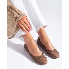Braune Ballerinas für Damen mit Shelovet-Schleife 1