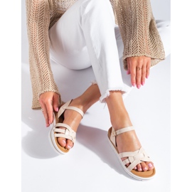 Damensandalen mit niedrigem Keilabsatz Shelovet Beige 1