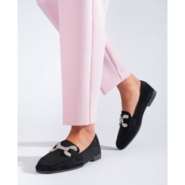 Schwarze Wildleder-Loafer von Shelovet mit Schnalle 1