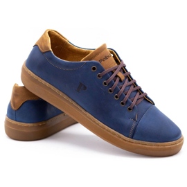 Polbut Herren-Lederschuhe 2109 Marineblau 2