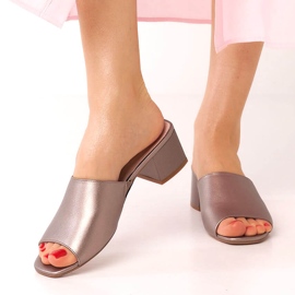 Sergio Leone Platin Damen Sandalen mit Gummiband KL317 silber- 1