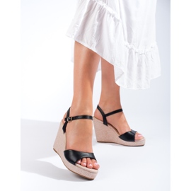 Schwarze Shelovet-Espadrilles mit hohem Keilabsatz 1