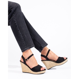 Schwarze Shelovet-Espadrilles mit hohem Keilabsatz 1