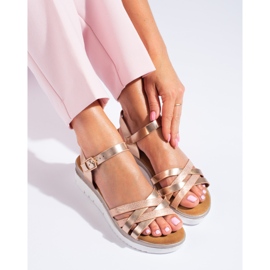 Goldene Shelovet Keilsandalen für Damen 1