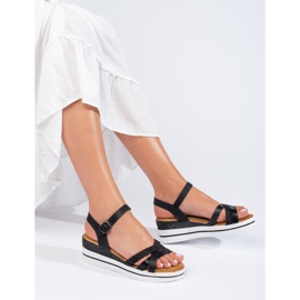 Schwarze Shelovet-Keilsandalen für Damen 1