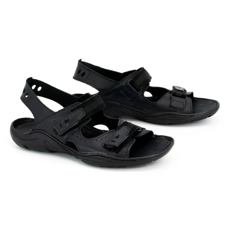 Olivier Schwarze Ledersandalen für Herren 448 2