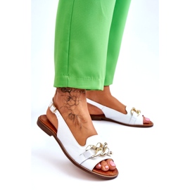 Lewski Shoes Ledersandalen für Damen Leewski Schuhe 3230 Weiße Erbsen 2