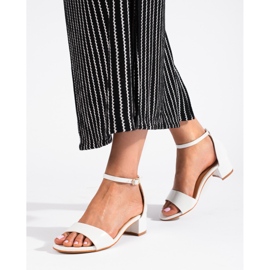 Klassisch-elegante Shelovet-Sandalen für Damen mit niedrigem Absatz weiß 1