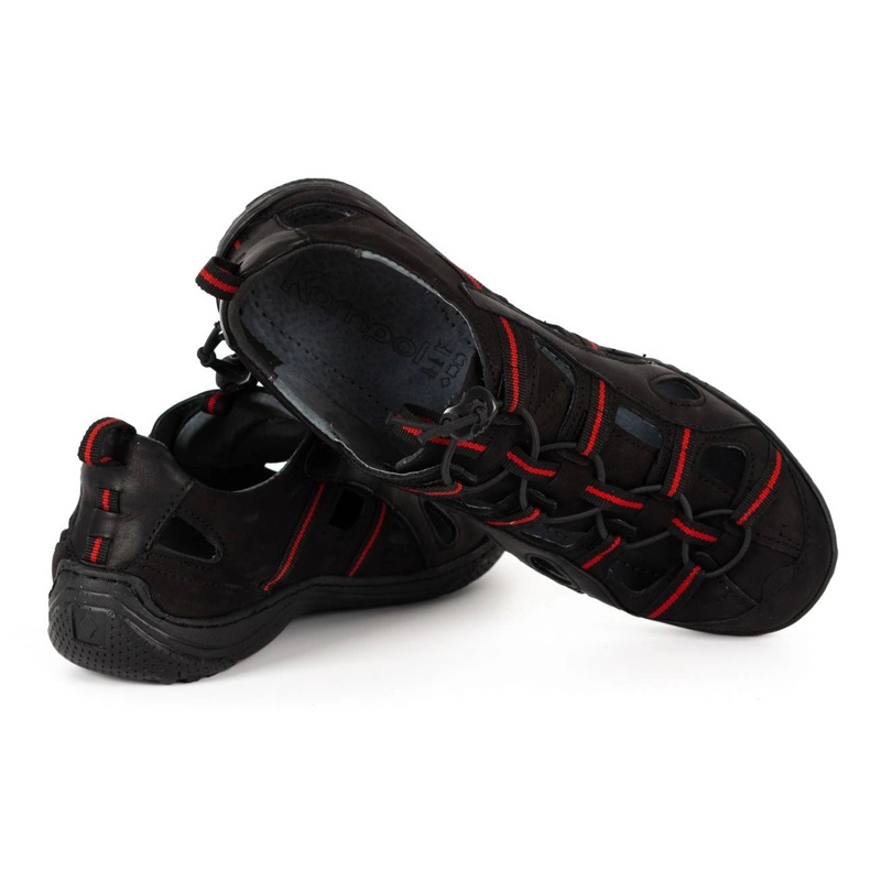 Kampol Durchbrochene Herrenschuhe aus Leder 26KAM schwarz 2