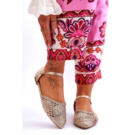 Elegante flache Damensandalen, Gold golden 1