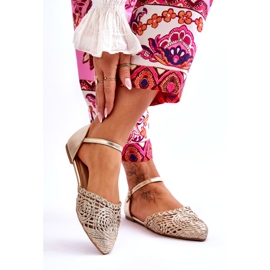 Elegante flache Damensandalen, Gold golden 2