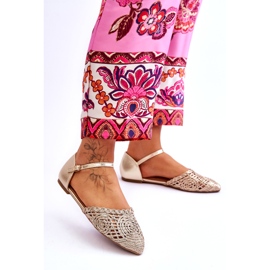 Elegante flache Damensandalen, Gold golden 3