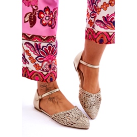 Elegante flache Damensandalen, Gold golden 4