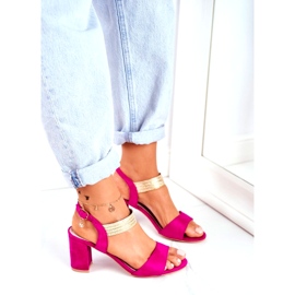 S.Barski Damen Sandalen mit Absatz Wildleder Fuchsia rosa 1