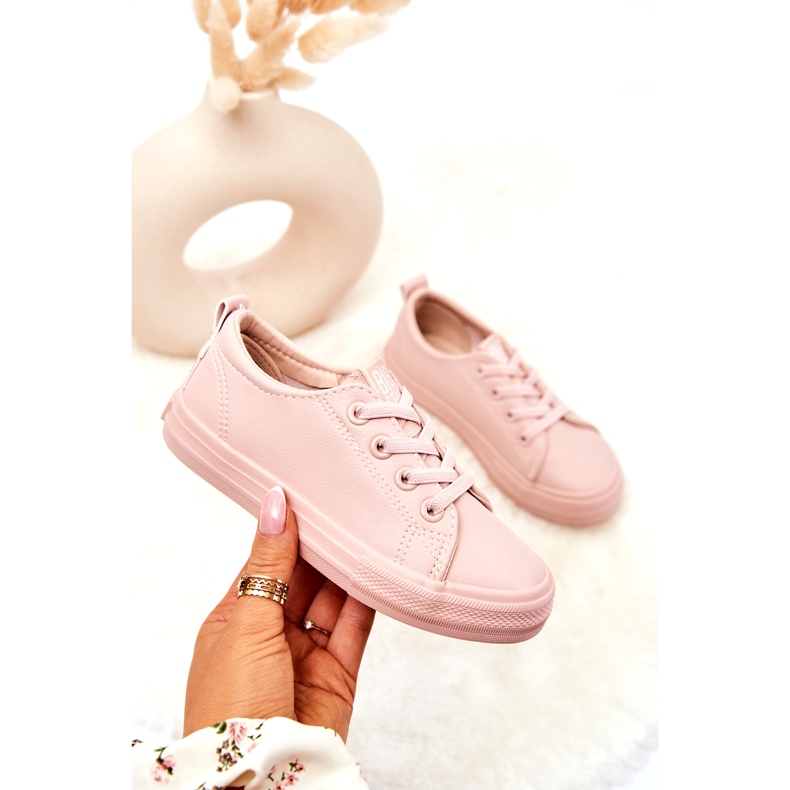 Kinder um Öko-Leder-Sneaker Big Star JJ374022 Nackt rosa 1