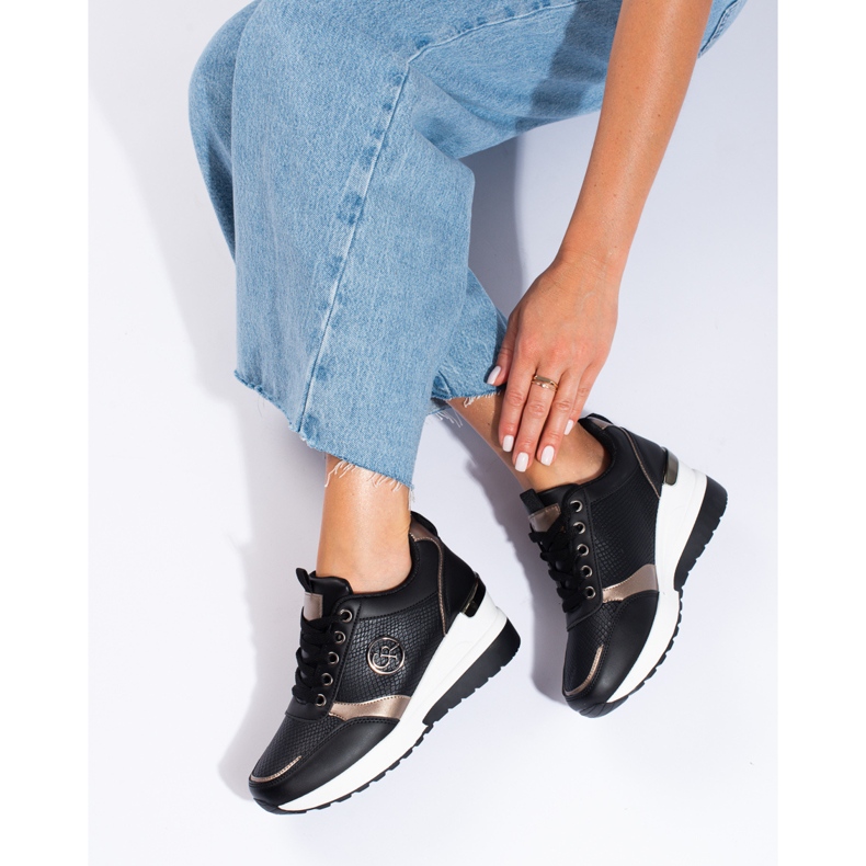 Schwarze Shelovet Damen-Sneaker mit Keilabsatz 1