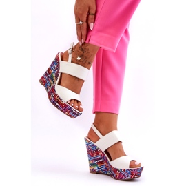 Damen-Keilsandalen Weiß Calderia 3