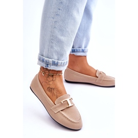 Klassische Slip-on-Mokassins mit Verzierung, Hellbeige 2