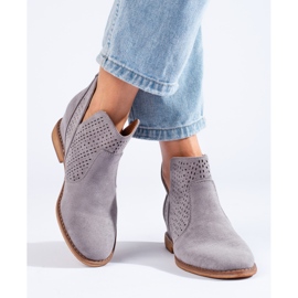 Durchbrochene Damen-Keilstiefel Shelovet grau 1