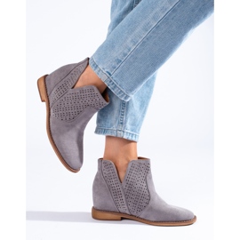 Durchbrochene Damen-Keilstiefel Shelovet grau 2