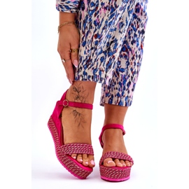 Klassische fuchsiafarbene Keilsandalen für Damen rosa 1