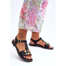 Damensandalen S.Barski mit Steinen KV-2775-30 Schwarz 2