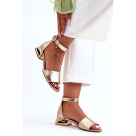 Ledersandalen auf goldenen Absätzen Laura Messi 2143 Gold 2