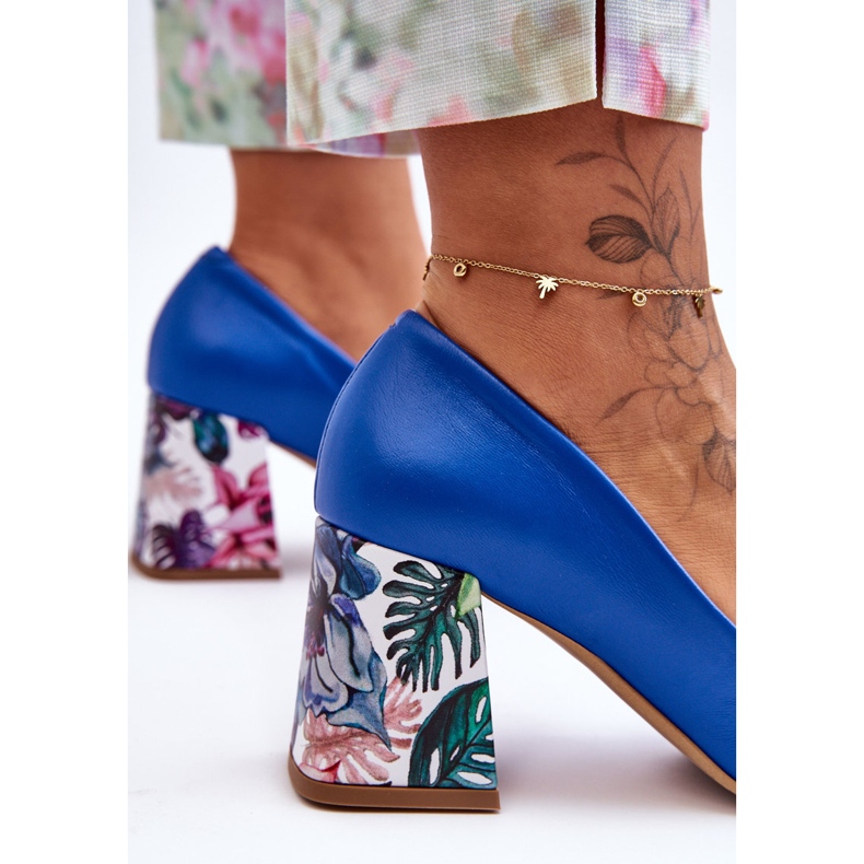 Lewski Shoes Lederpumps mit dekorativem Absatz Leski Shoes 2608/K Blau 2