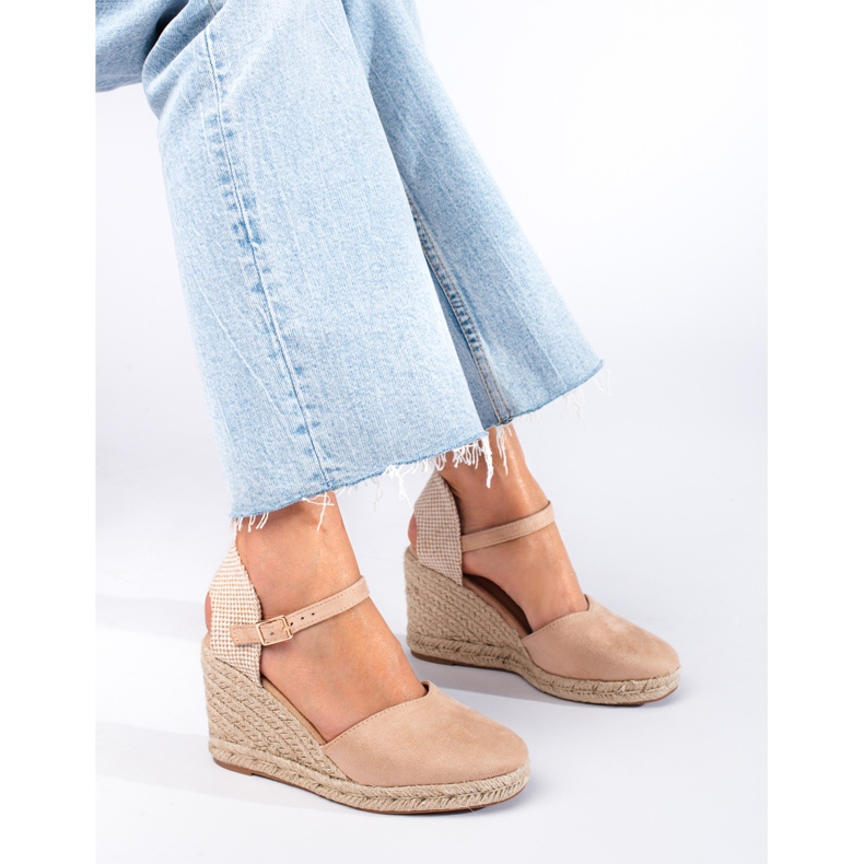 Shelovet Damen-Espadrilles mit Keilabsatz beige 1