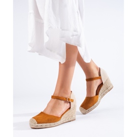Damen-Espadrilles von Shelovet mit Kamelkeilabsatz braun 1