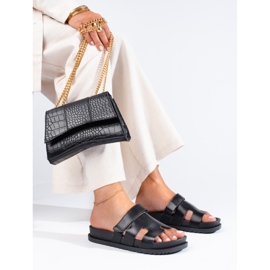 Schwarze Damenpantoffeln auf dickem Shelovet-Plateau 1