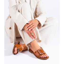 Braune Shelovet-Hausschuhe für Damen 1