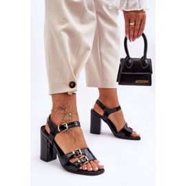 S. BARSKI Lackierte S.Barski 80-3 High Heel Sandalen Schwarz 1