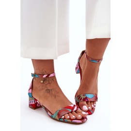 Gemusterte Satin-High-Heels-Sandalen Pink Mix Inspiriere mich! mehrfarbig 2