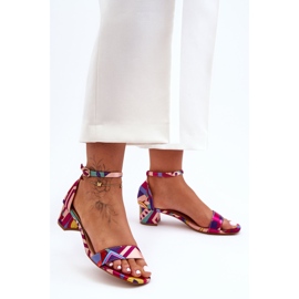 FS1 Gemusterte Satin-High-Heels-Sandalen in Rot-Mix inspirieren mich! mehrfarbig 2