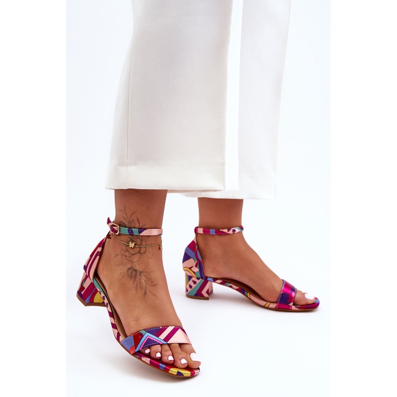 FS1 Gemusterte Satin-High-Heels-Sandalen in Rot-Mix inspirieren mich! mehrfarbig 2