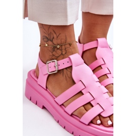 FS1 Flache Ledersandalen mit rosa Diosa-Riemen 2