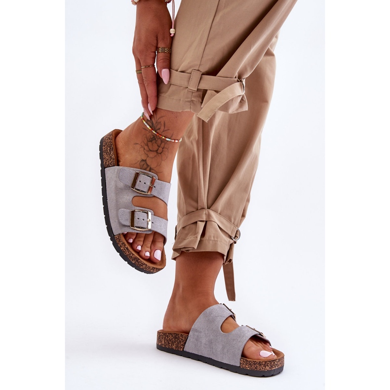 Graue Cortina-Slip-On-Sandalen für Damen 2