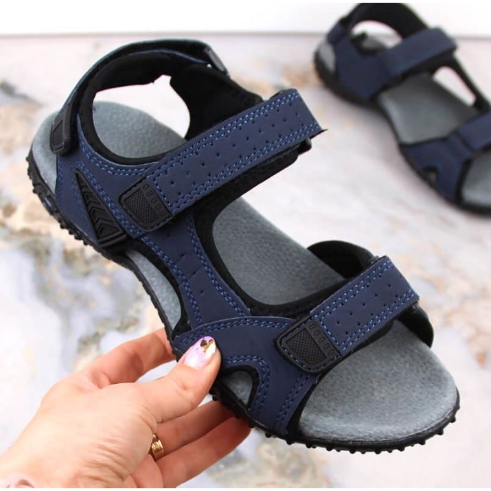 American Club W AM929B marineblaue Sportsandalen mit Klettverschluss 1