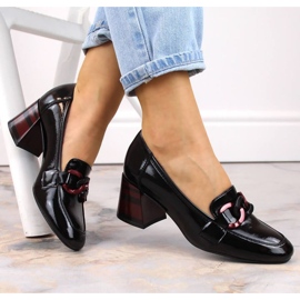 Vinceza W JAN232A schwarz lackierte Schuhe mit dekorativem Absatz 1