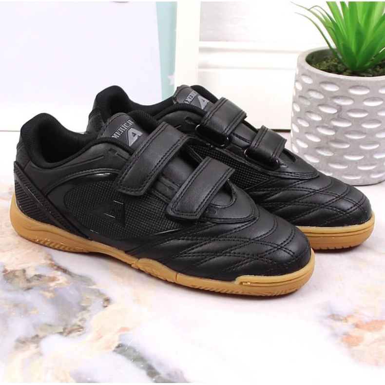News American Club Jr. AM913 schwarze Hallenschuhe mit Klettverschluss 2