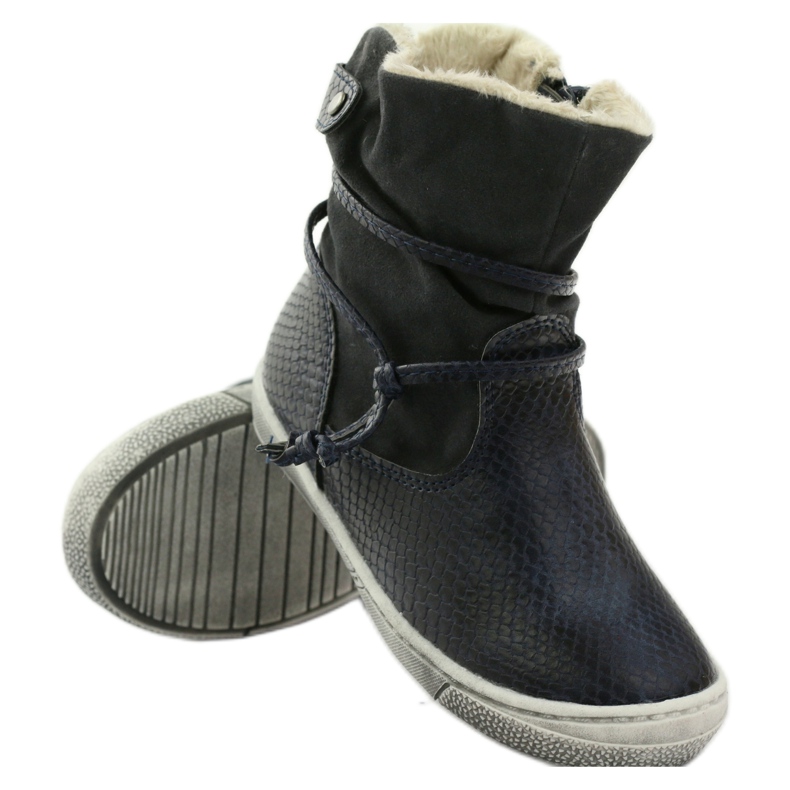 American Club Marineblaue Winterstiefel mit Reißverschluss American 16183 3