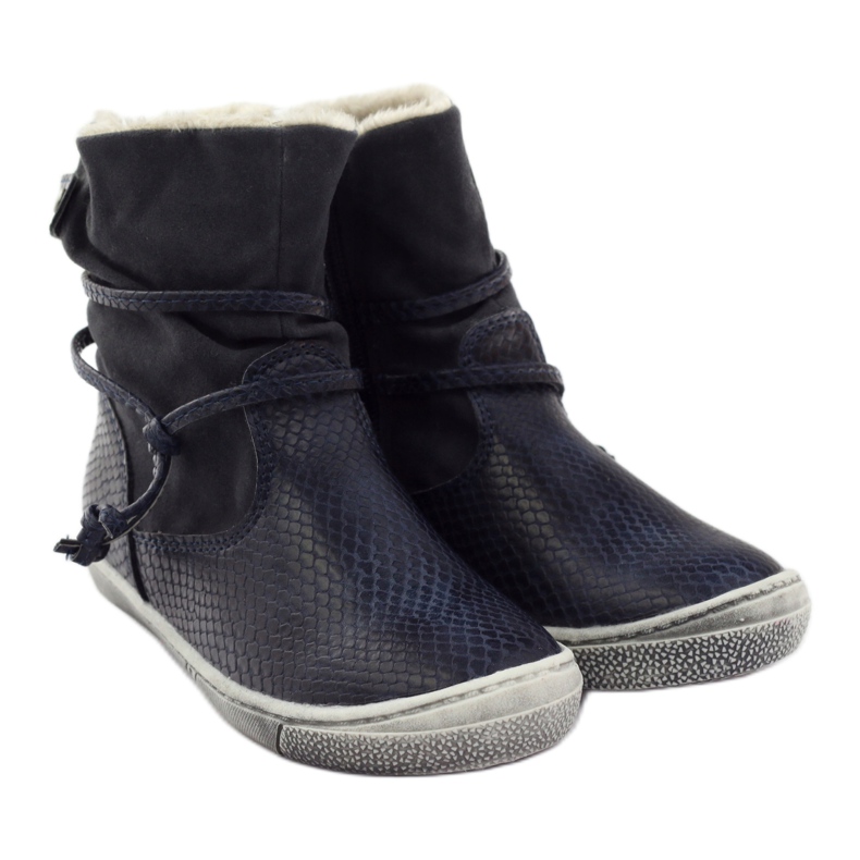 American Club Marineblaue Winterstiefel mit Reißverschluss American 16183 4