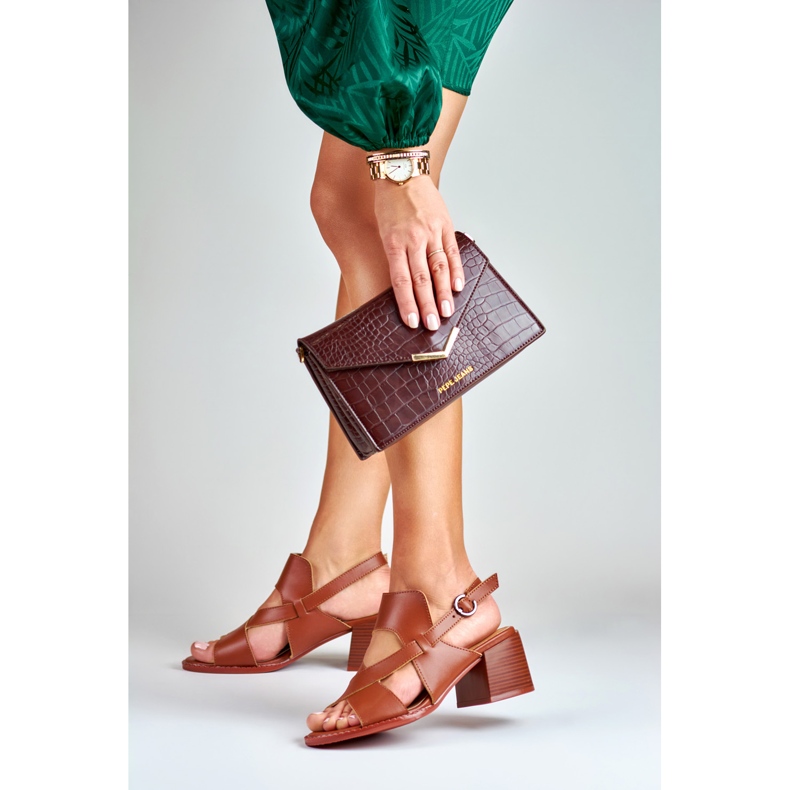 La.Fi Stiletto-Sandalen aus braunem Leder 2