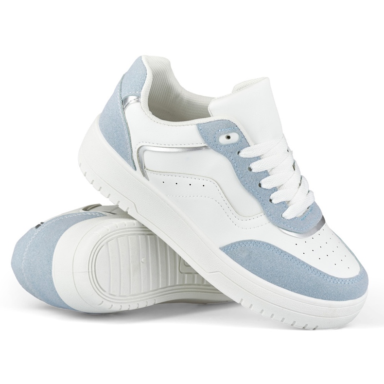 Weiße und blaue Sportschuhe für Damen 1