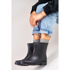 Schwarze, matte Damen-Gummistiefel über dem Knöchel 1
