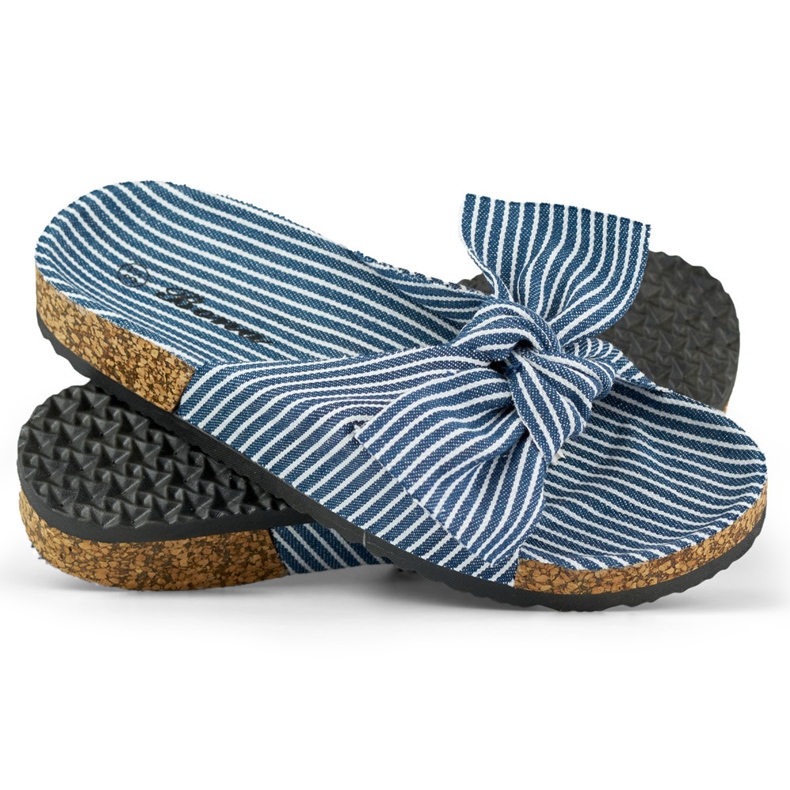 Damen-Jeans-Slider mit Schleife blau 2